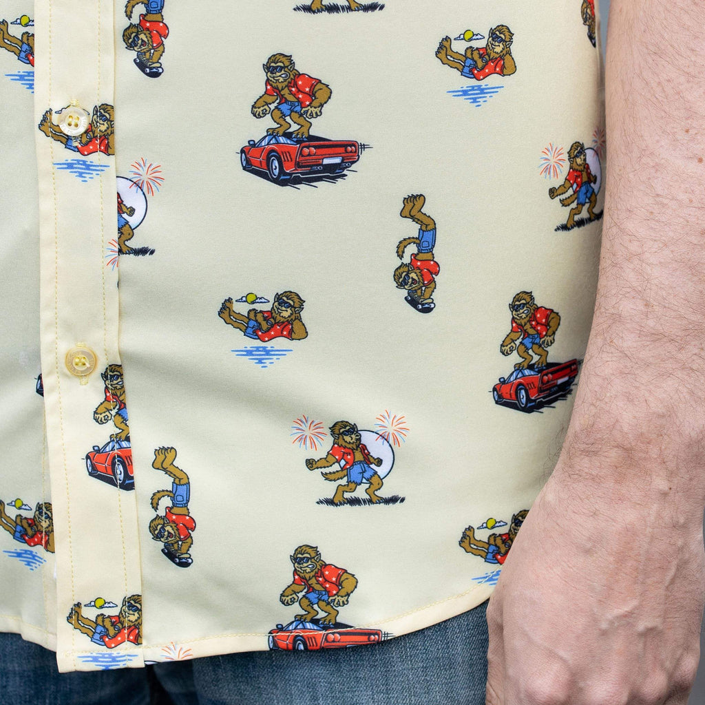 RSVLTS Werewolf In America KUNUFLEX Short Sleeve Shirt in Yellow — detail 6