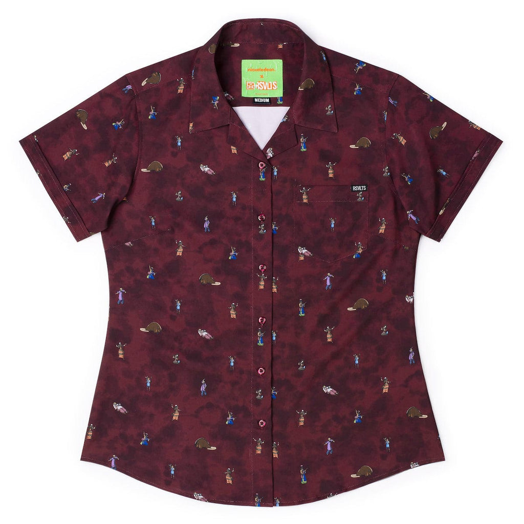 RSVLTS SECRET TUNNELLLLLL Women's KUNUFLEX Short Sleeve Shirt in Red — detail 3