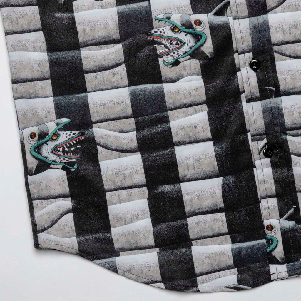 RSVLTS Sandworm Stripes KUNUFLEX Short Sleeve Shirt in Gray — detail 3