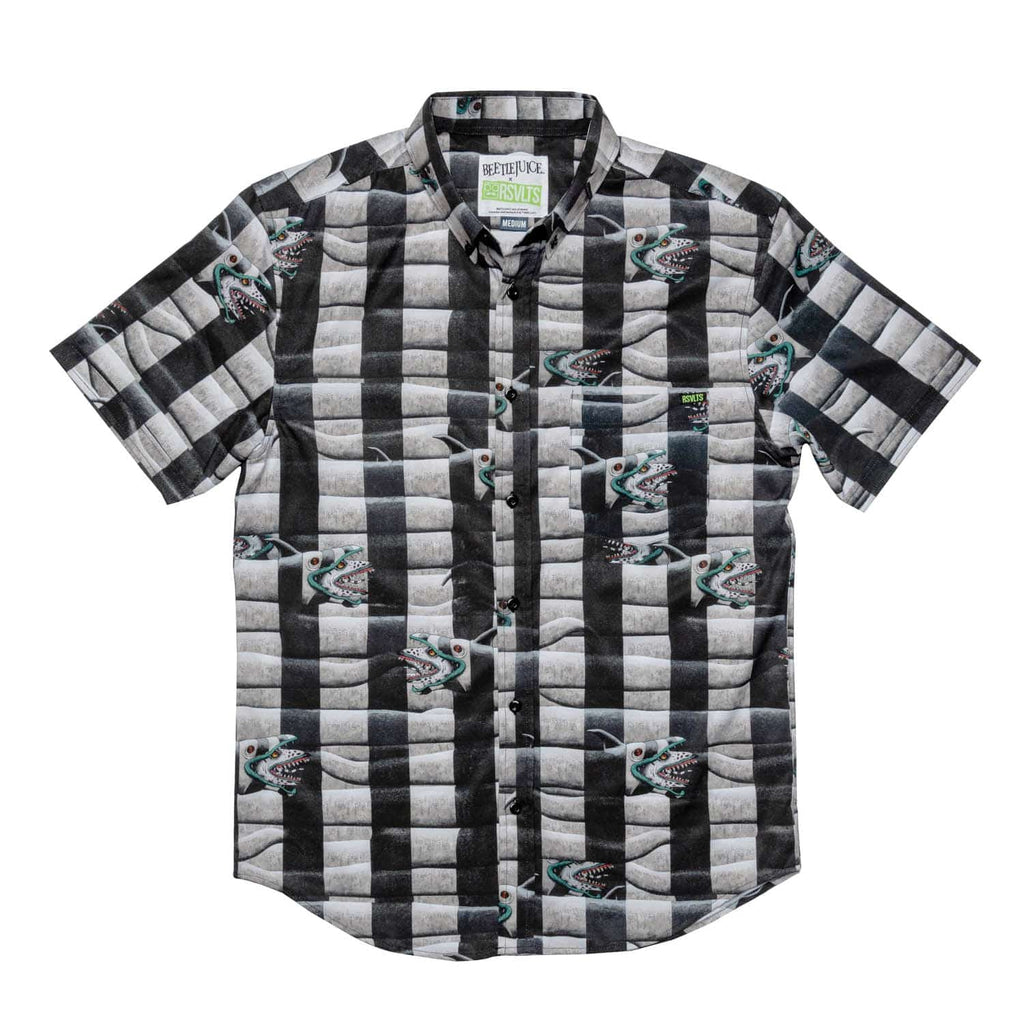 RSVLTS Sandworm Stripes KUNUFLEX Short Sleeve Shirt in Gray — detail 2