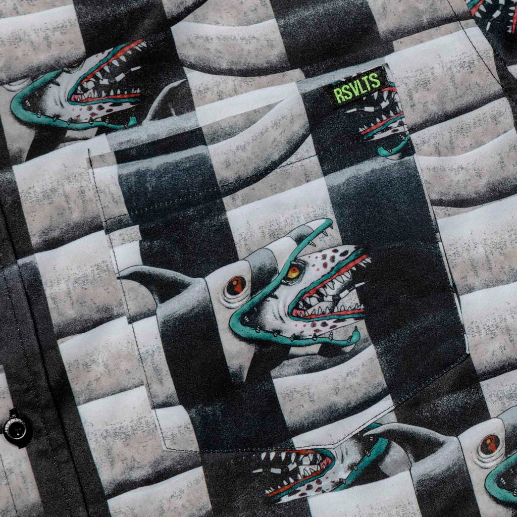 RSVLTS Sandworm Stripes KUNUFLEX Short Sleeve Shirt in Gray — detail 5