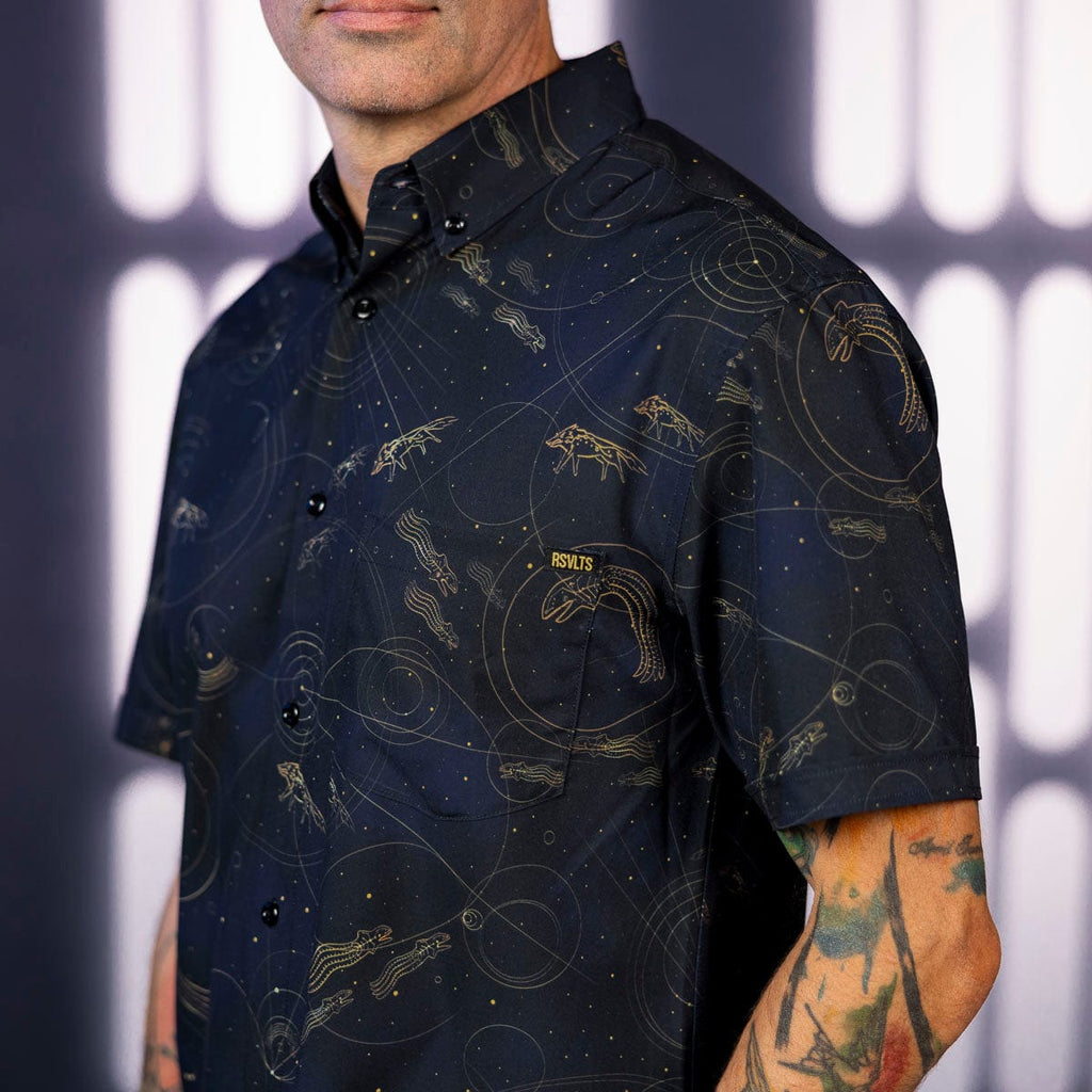 RSVLTS Purrgil KUNUFLEX Short Sleeve Shirt in Black — detail 4