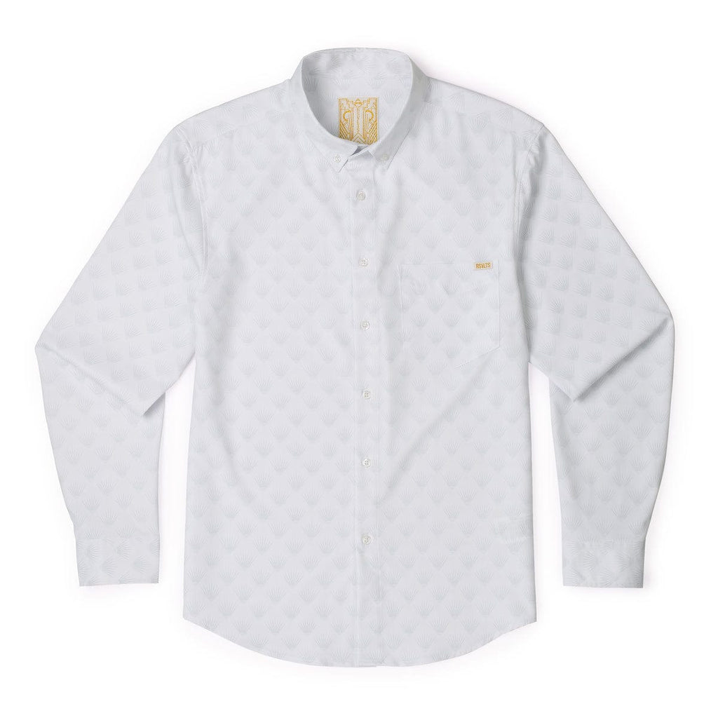RSVLTS Deco Delight Long Sleeve Shirt in White — front view