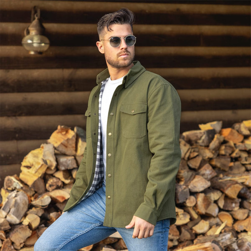 RSVLTS Olive Heavy-Duty Shirt Jacket in Green — detail 3