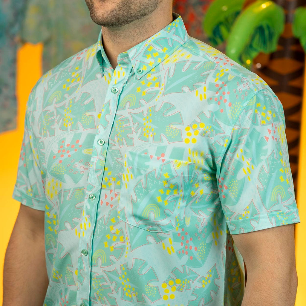 RSVLTS Wildberry Cove KUNUFLEX Short Sleeve Shirt in Green — front view