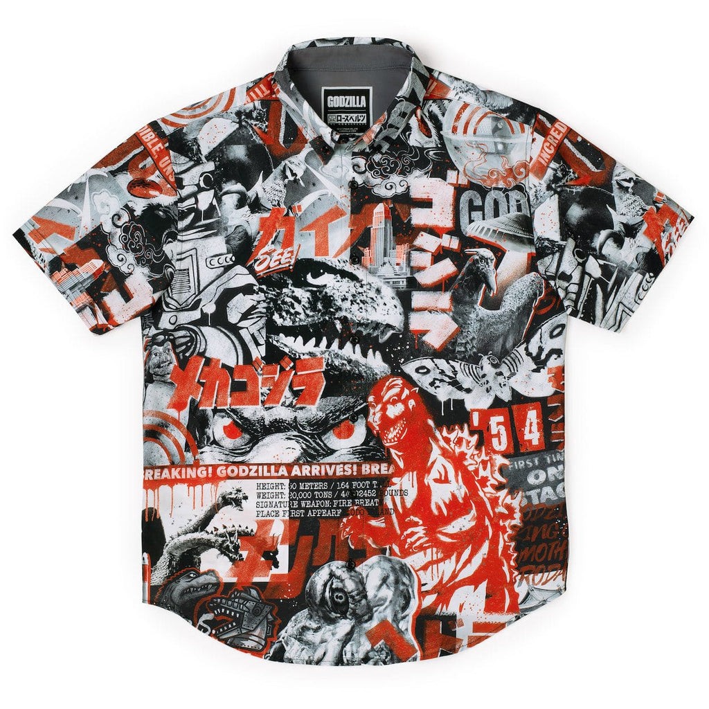 RSVLTS King of the Monsters KUNUFLEX Short Sleeve Shirt in Black — front view