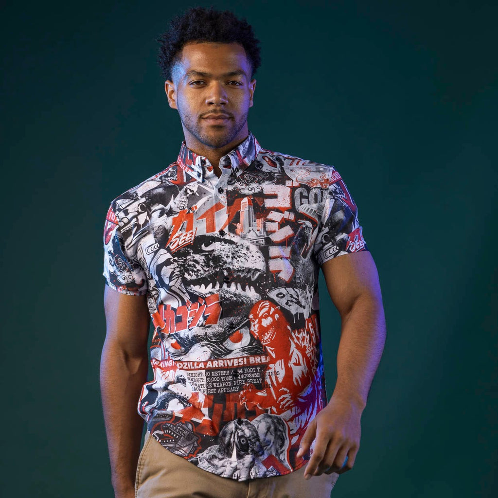 RSVLTS King of the Monsters KUNUFLEX Short Sleeve Shirt in Black — detail 4