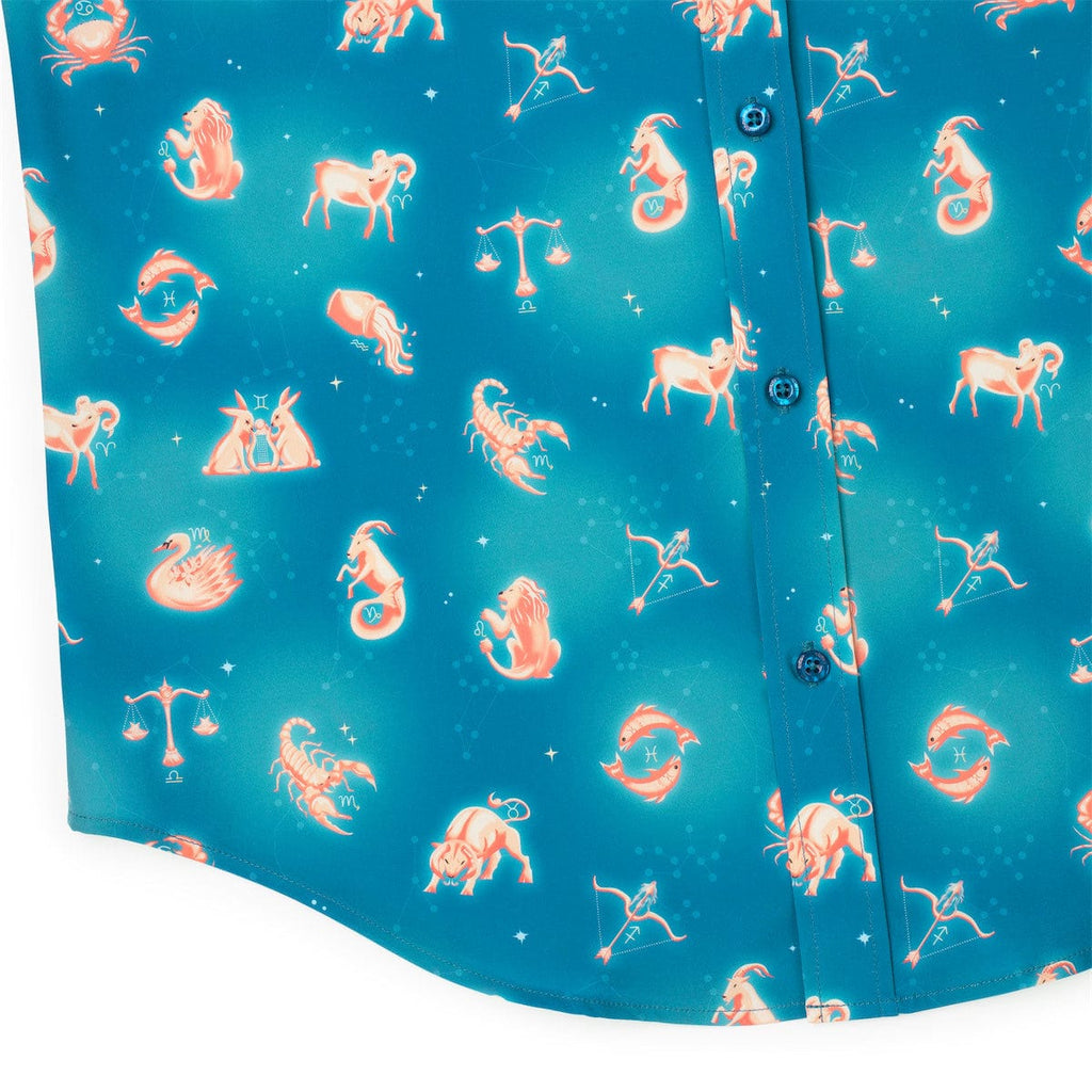 RSVLTS Star-Crossed Cosmos KUNUFLEX Short Sleeve Shirt in Blue — detail 10
