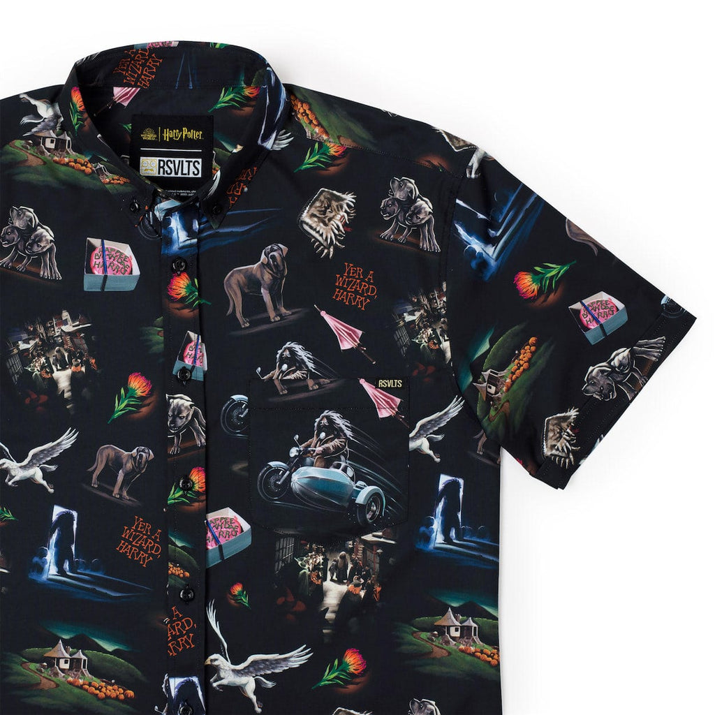 RSVLTS Yer A Wizard, Harry KUNUFLEX Short Sleeve Shirt in Black — front view