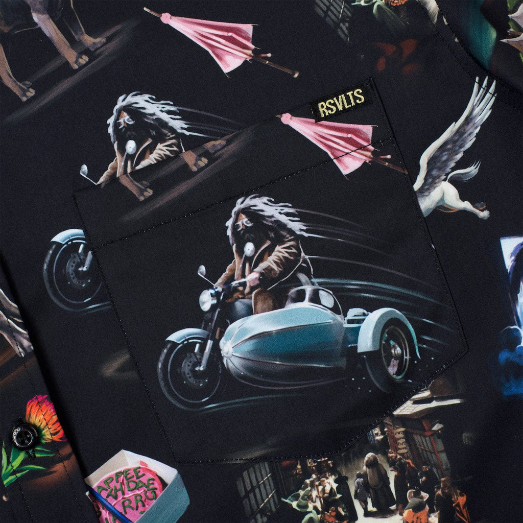RSVLTS Yer A Wizard, Harry KUNUFLEX Short Sleeve Shirt in Black — detail 5