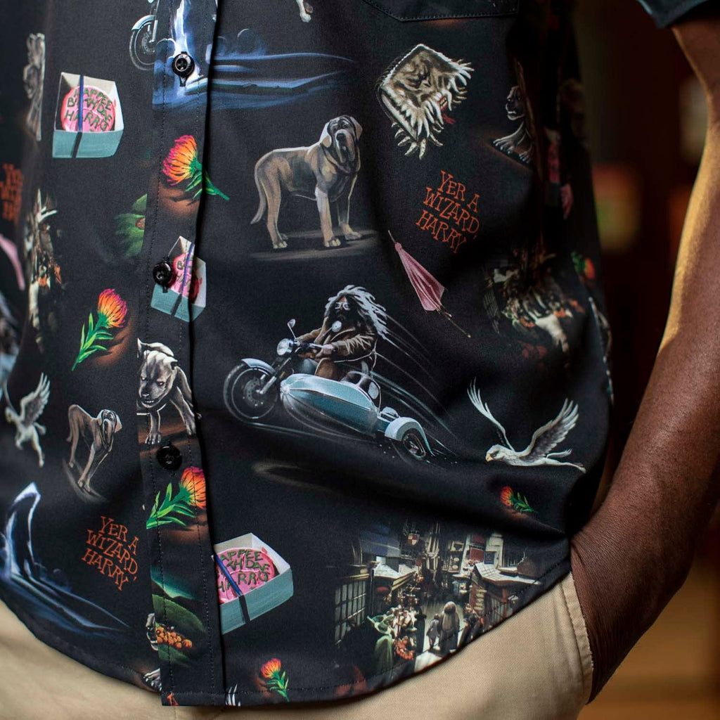 RSVLTS Yer A Wizard, Harry KUNUFLEX Short Sleeve Shirt in Black — detail 7