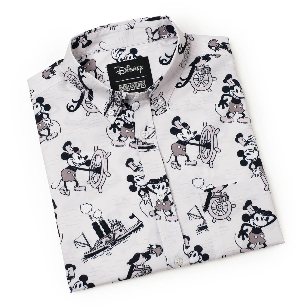 RSVLTS Steamboat Mickey KUNUFLEX Short Sleeve Shirt in White — detail 8