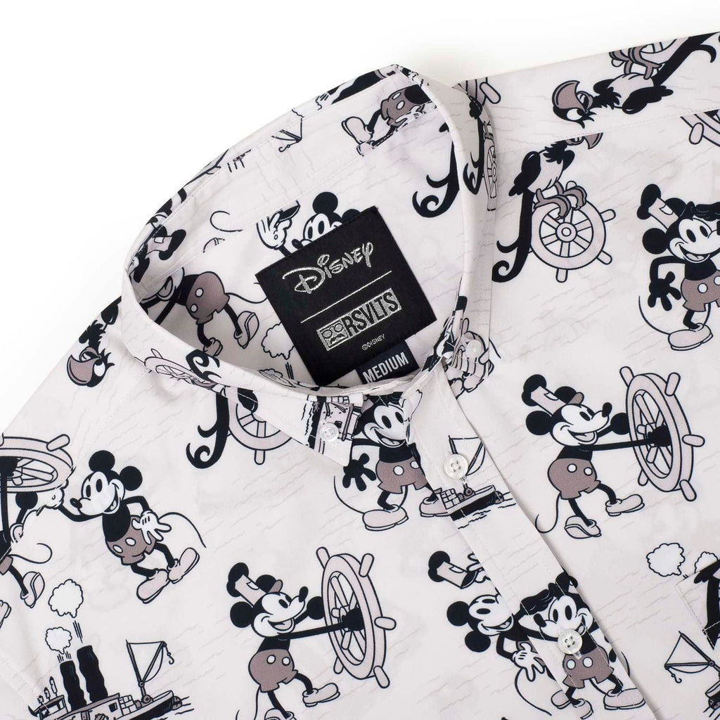 RSVLTS Steamboat Mickey KUNUFLEX Short Sleeve Shirt in White — detail 5
