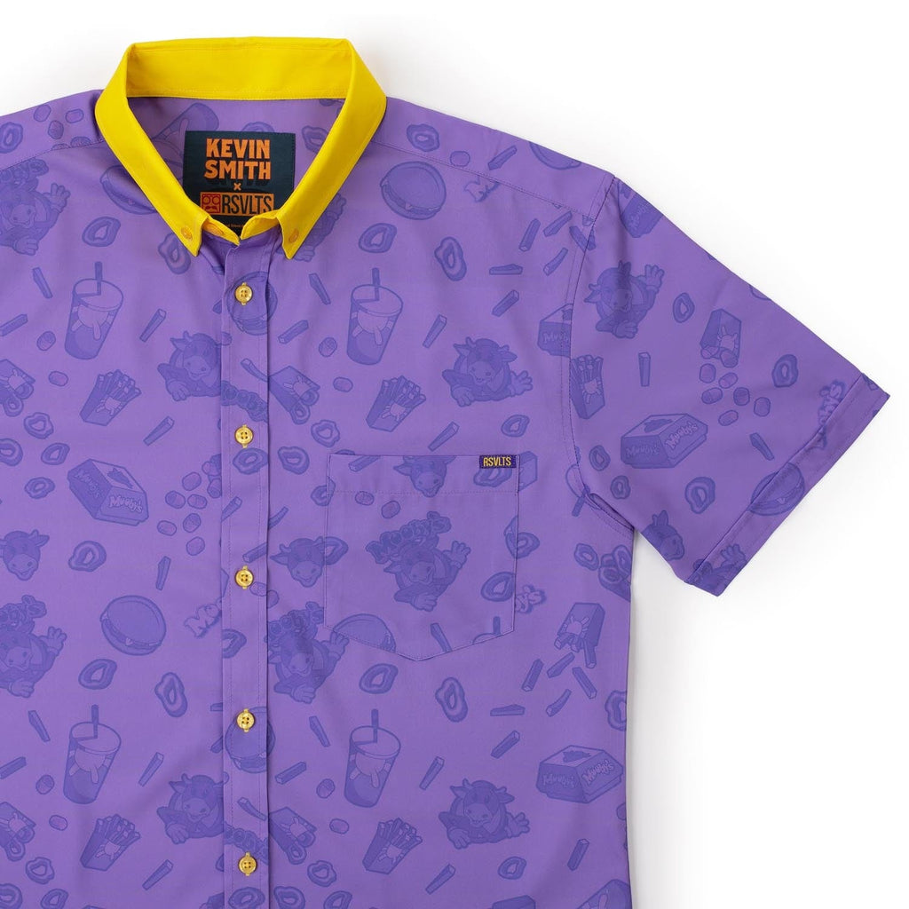 RSVLTS Mooby’s KUNUFLEX Short Sleeve Shirt in Purple — front view