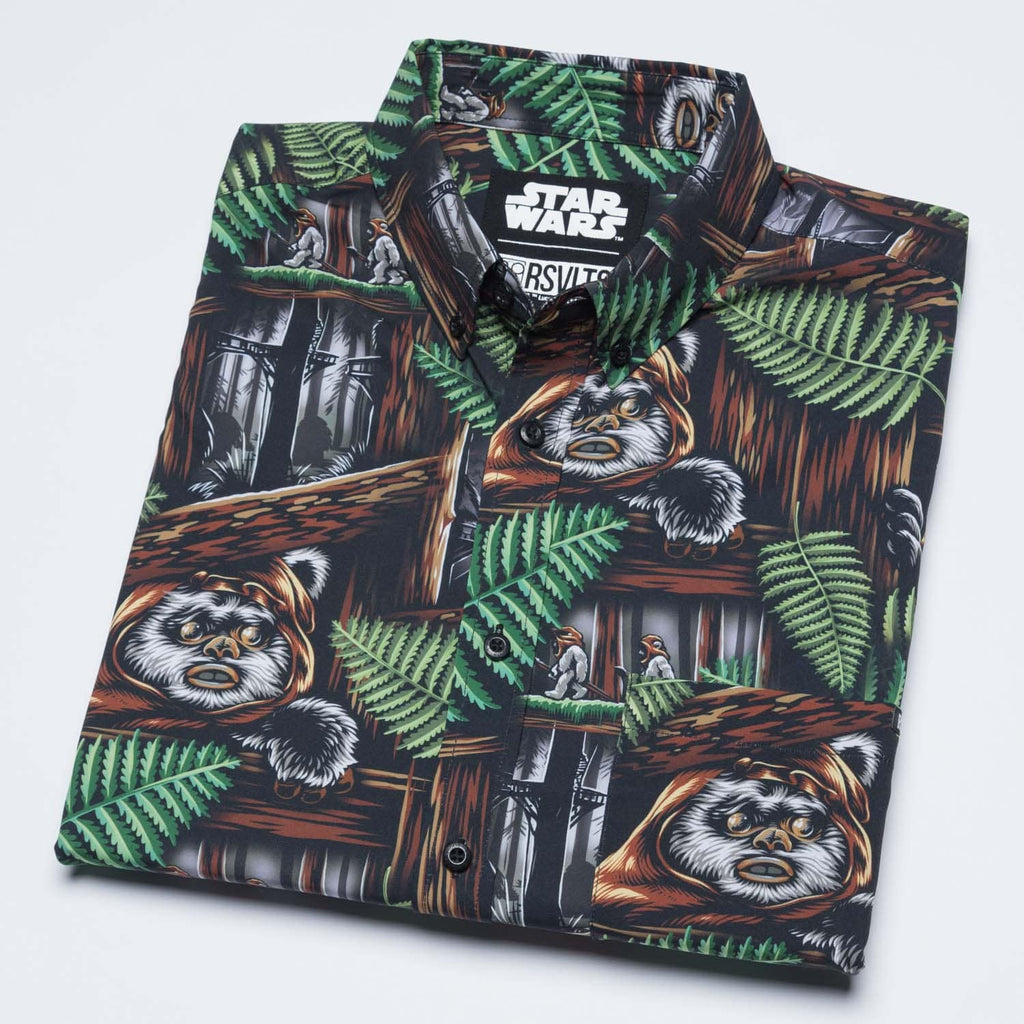 RSVLTS Welcome to the Forest Moon KUNUFLEX Short Sleeve Shirt in Brown — detail 9