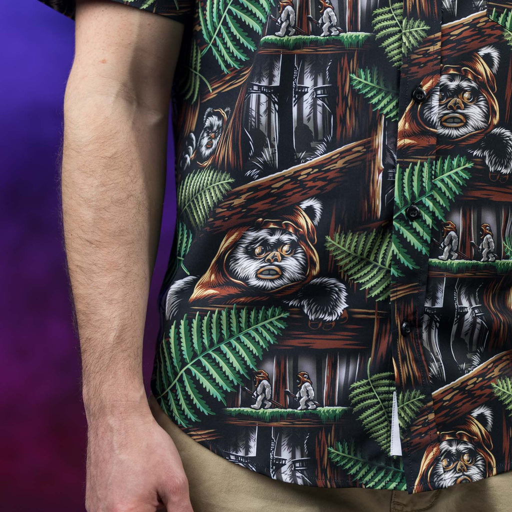 RSVLTS Welcome to the Forest Moon KUNUFLEX Short Sleeve Shirt in Brown — detail 11