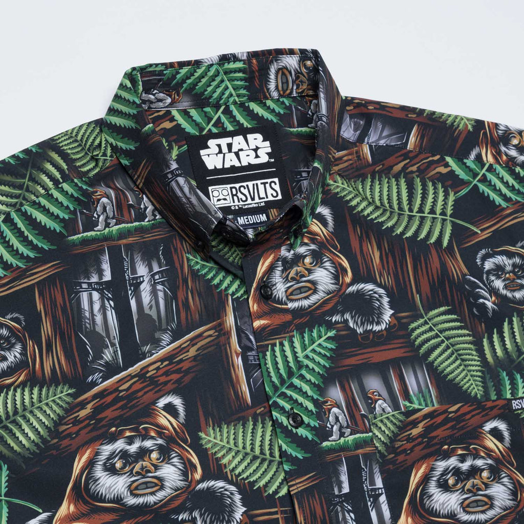 RSVLTS Welcome to the Forest Moon KUNUFLEX Short Sleeve Shirt in Brown — detail 5