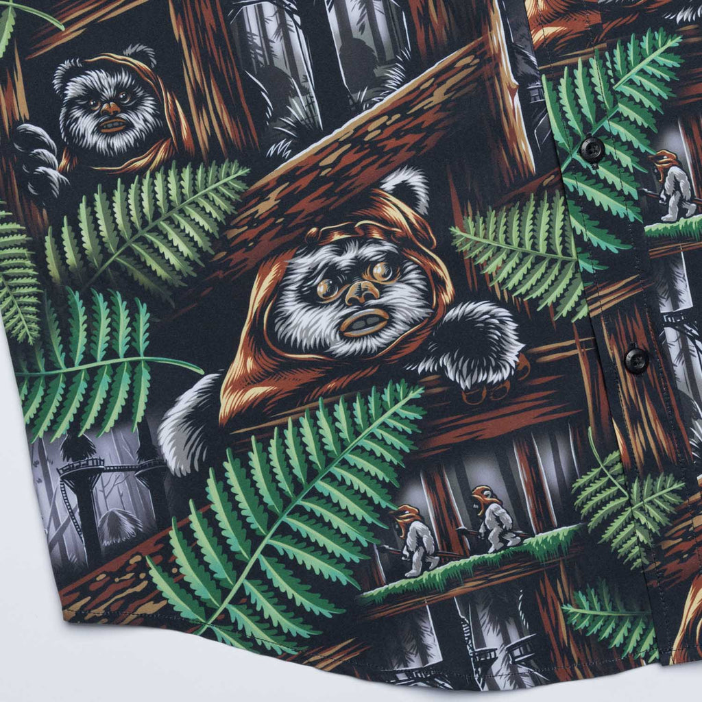 RSVLTS Welcome to the Forest Moon KUNUFLEX Short Sleeve Shirt in Brown — detail 4