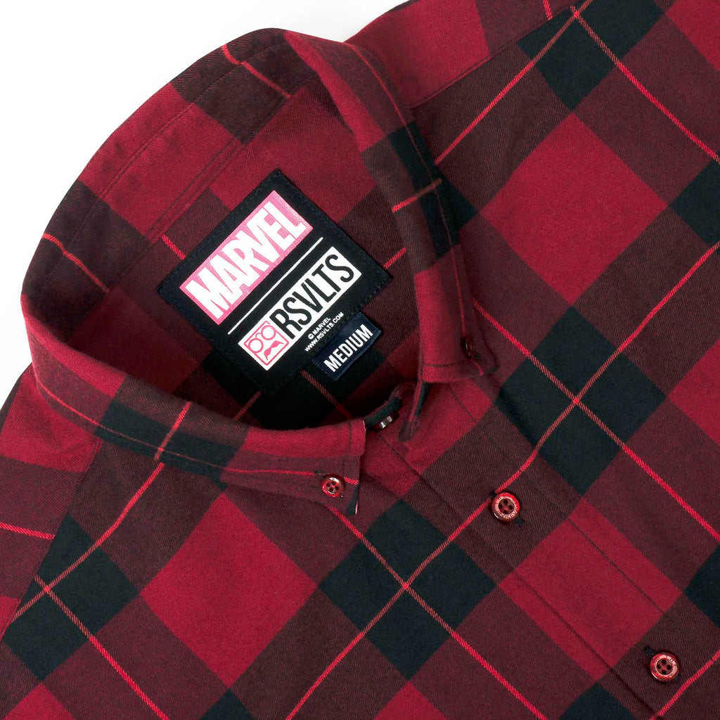 RSVLTS Scarlet Witch BorlandFlex Long Sleeve Flannel in Red — detail 3