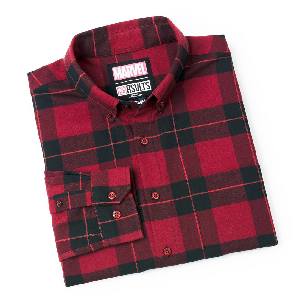 RSVLTS Scarlet Witch BorlandFlex Long Sleeve Flannel in Red — detail 7
