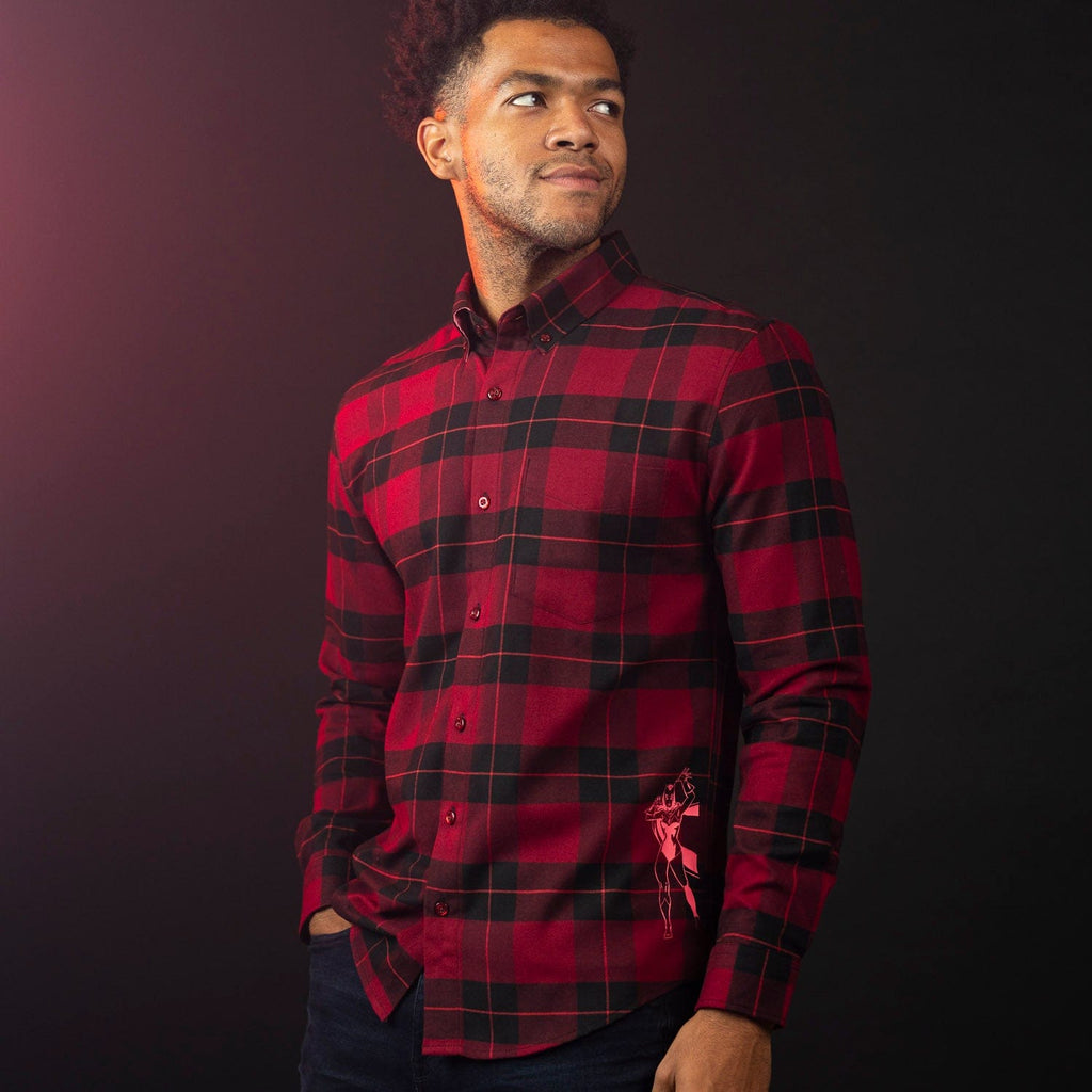 RSVLTS Scarlet Witch BorlandFlex Long Sleeve Flannel in Red — detail 5