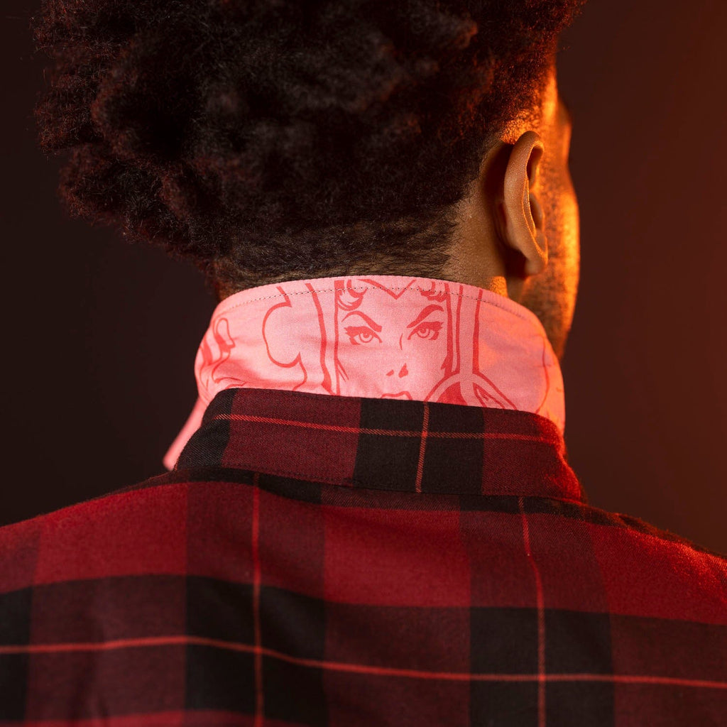 RSVLTS Scarlet Witch BorlandFlex Long Sleeve Flannel in Red — detail 4