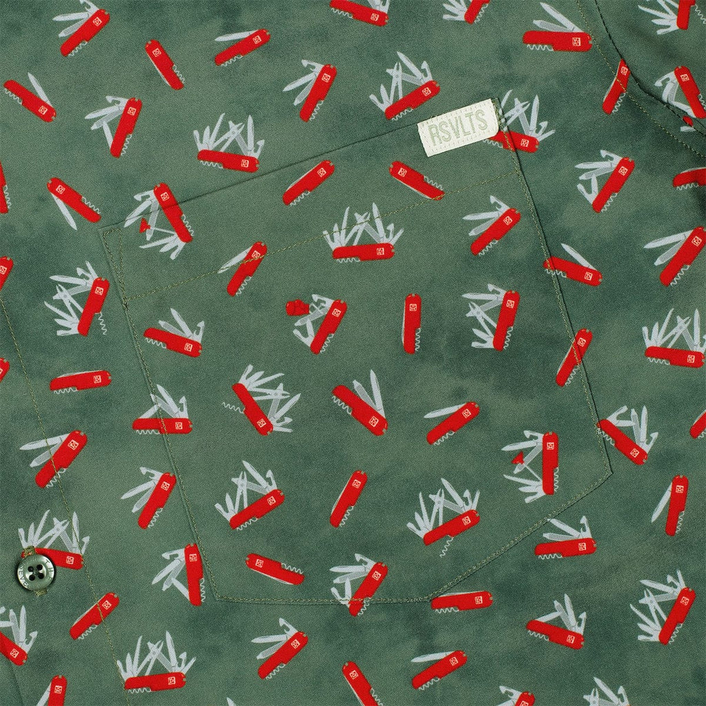 RSVLTS Knives Out KUNUFLEX Short Sleeve Shirt in Green — detail 5