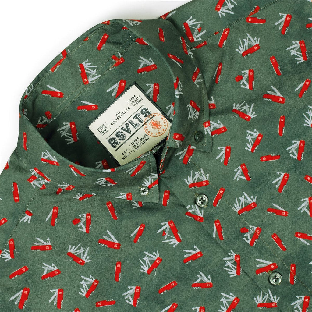 RSVLTS Knives Out KUNUFLEX Short Sleeve Shirt in Green — detail 7