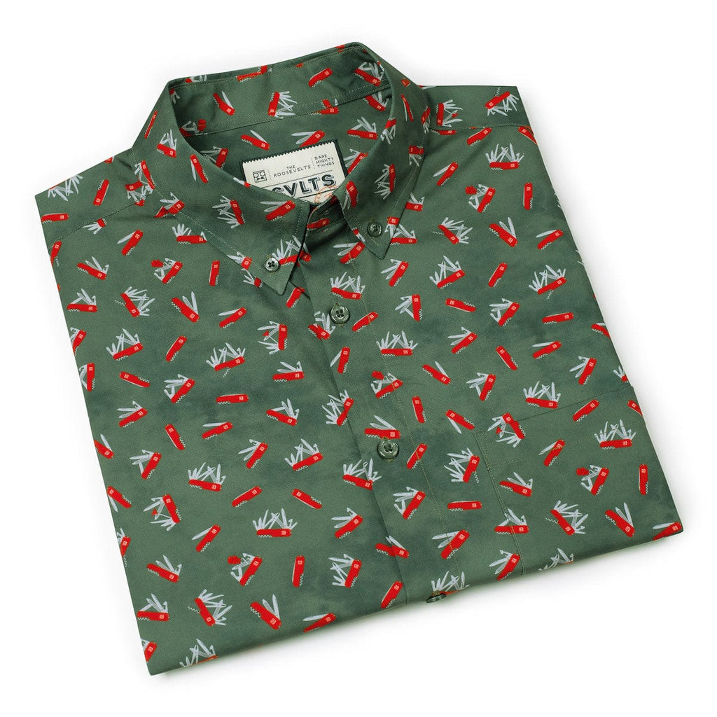 RSVLTS Knives Out KUNUFLEX Short Sleeve Shirt in Green — detail 9