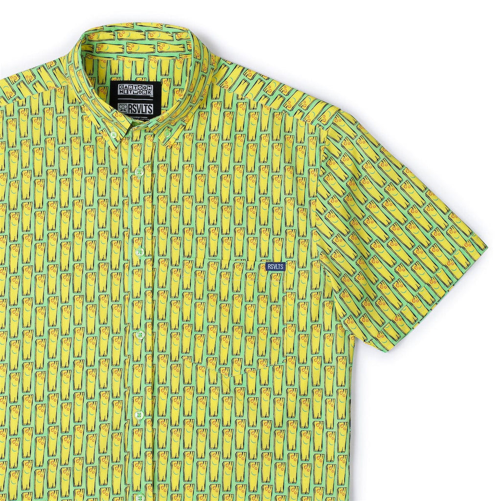 RSVLTS My Best Friend Plank KUNUFLEX Short Sleeve Shirt in Green — front view