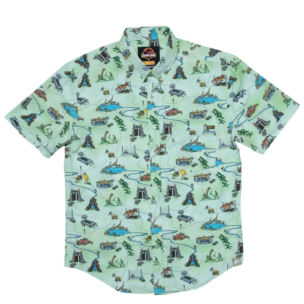 RSVLTS Park Map KUNUFLEX Short Sleeve Shirt in Green — detail 2
