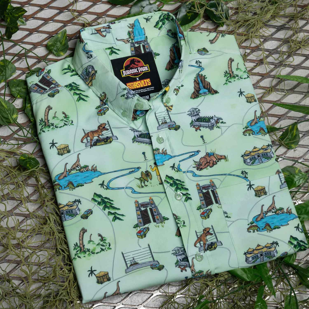 RSVLTS Park Map KUNUFLEX Short Sleeve Shirt in Green — detail 5