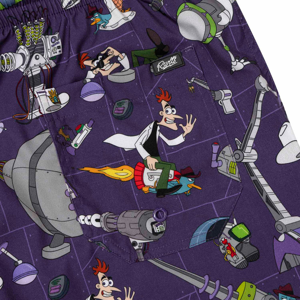 RSVLTS Doofenshmirtz Evil Incorporated Hybrid Shorts in Purple — detail 4
