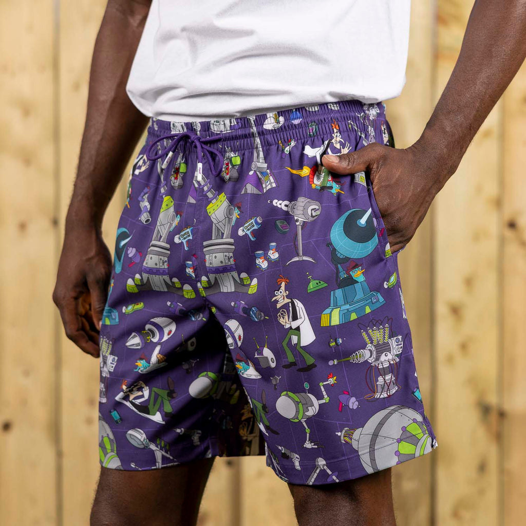 RSVLTS Doofenshmirtz Evil Incorporated Hybrid Shorts in Purple — detail 3