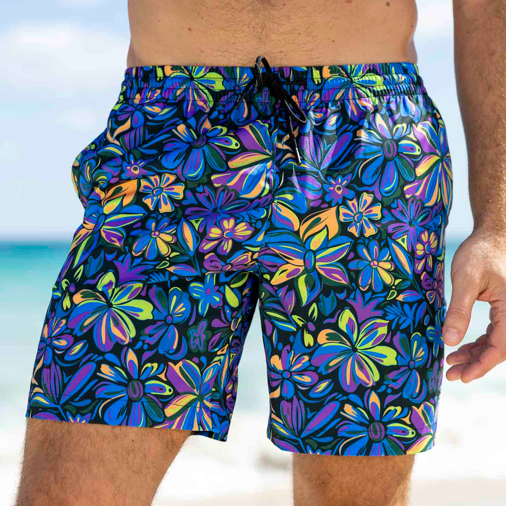 RSVLTS Ultraviolet Hybrid Shorts in Purple — front view