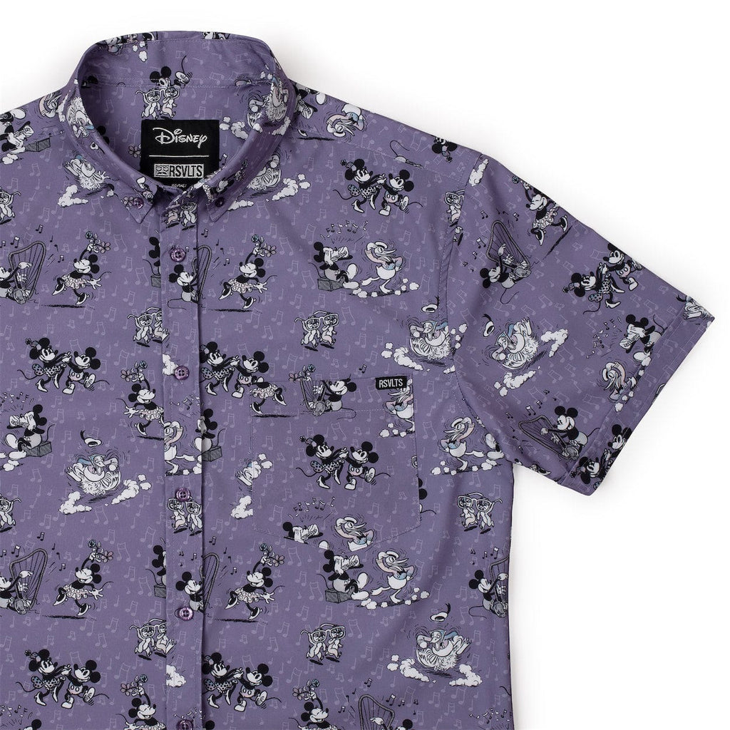RSVLTS Dancing Toons KUNUFLEX Short Sleeve Shirt in Purple — front view