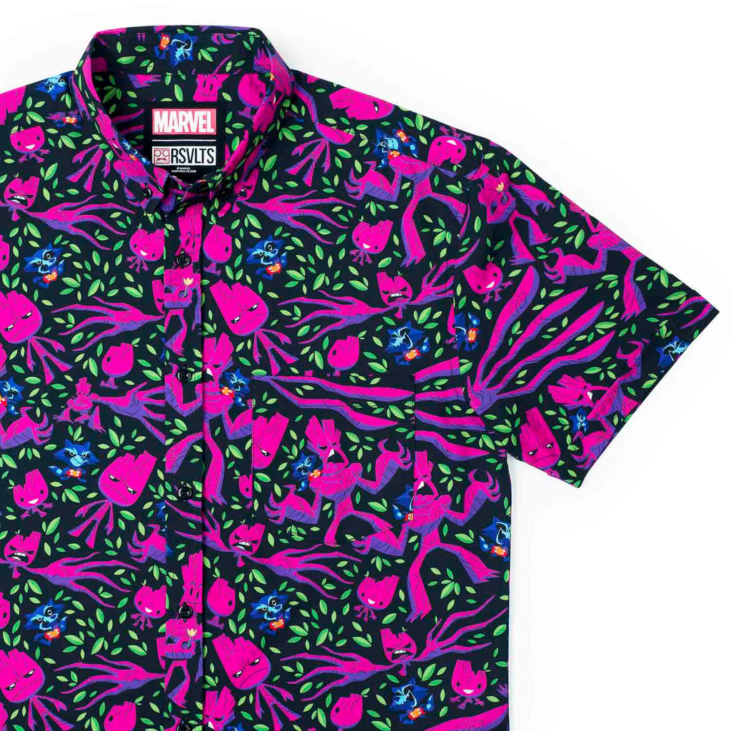 RSVLTS We Are Groot KUNUFLEX Short Sleeve Shirt in Purple — front view