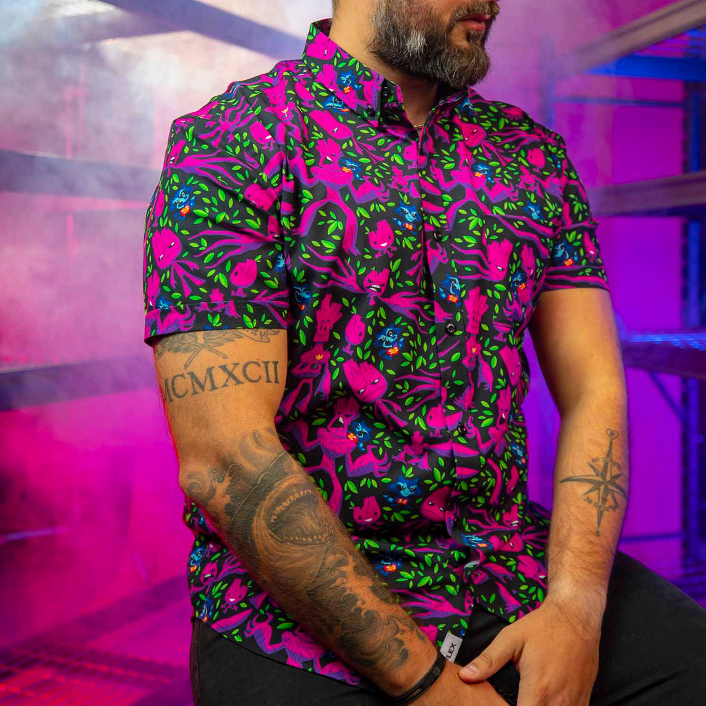 RSVLTS We Are Groot KUNUFLEX Short Sleeve Shirt in Purple — detail 7