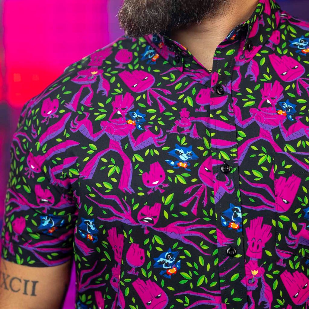 RSVLTS We Are Groot KUNUFLEX Short Sleeve Shirt in Purple — detail 5