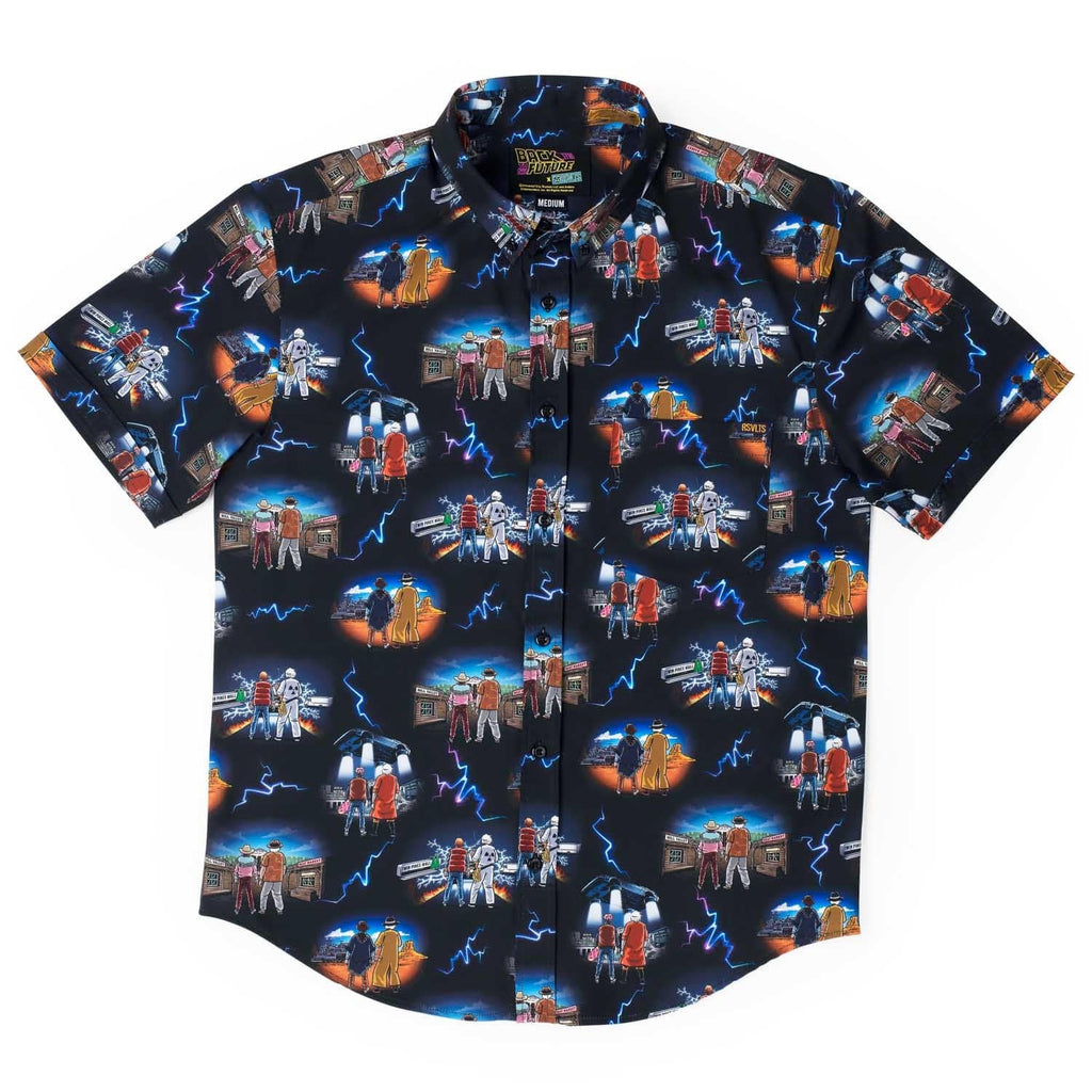 RSVLTS Flashes In Time KUNUFLEX Short Sleeve Shirt in Blue — detail 3