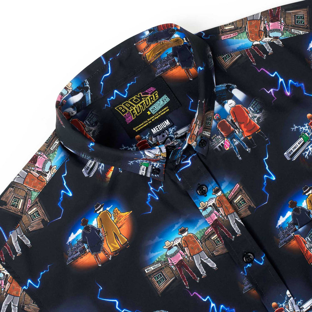 RSVLTS Flashes In Time KUNUFLEX Short Sleeve Shirt in Blue — detail 6