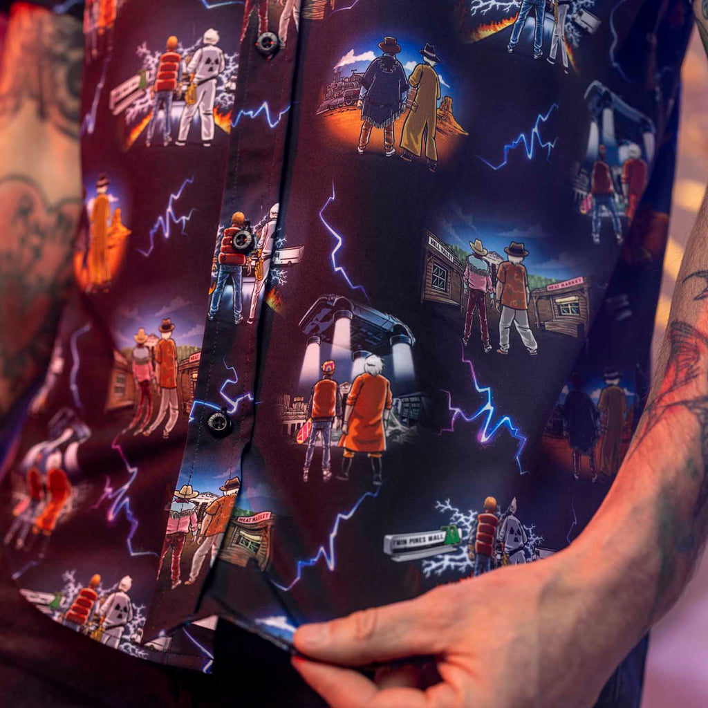 RSVLTS Flashes In Time KUNUFLEX Short Sleeve Shirt in Blue — detail 8