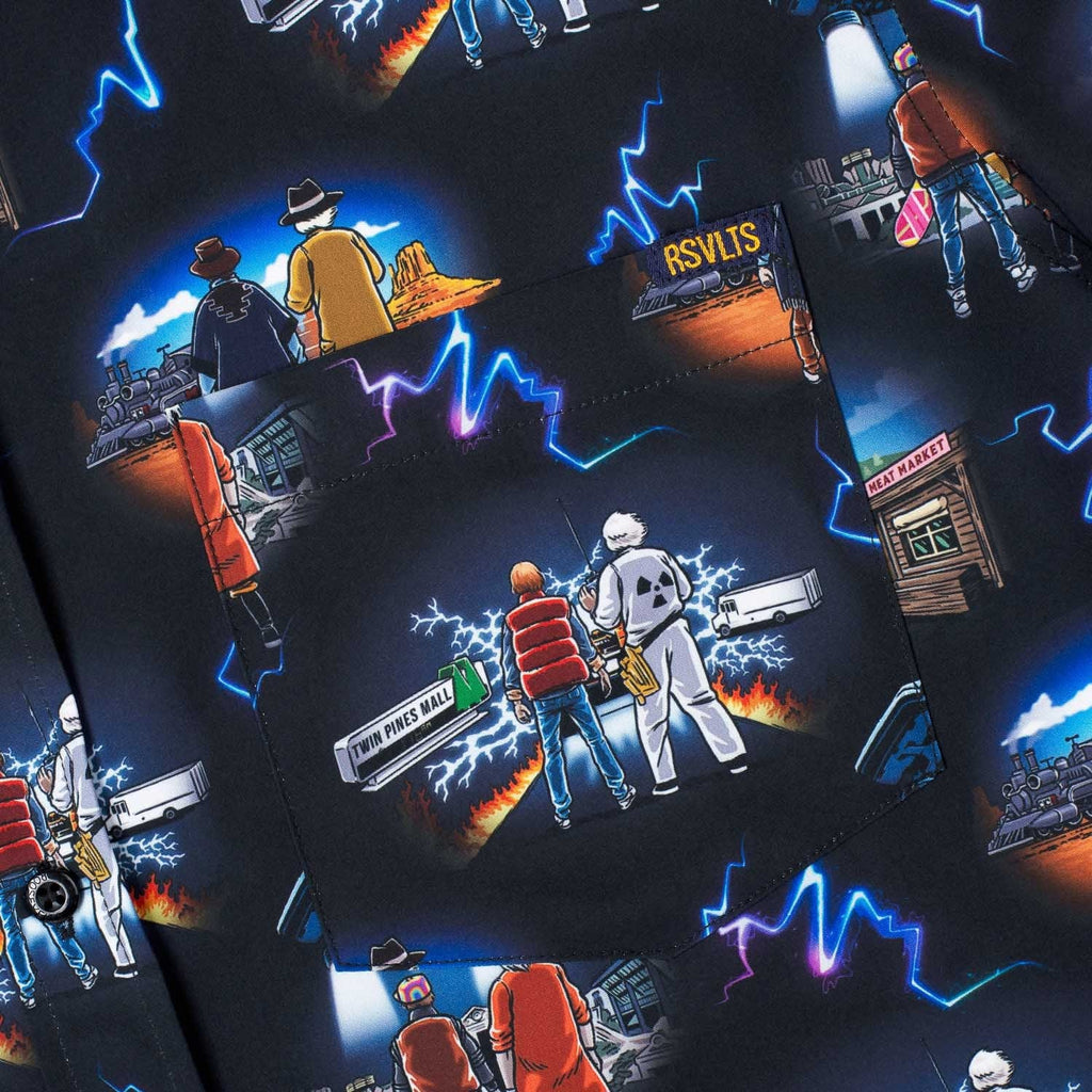 RSVLTS Flashes In Time KUNUFLEX Short Sleeve Shirt in Blue — detail 2