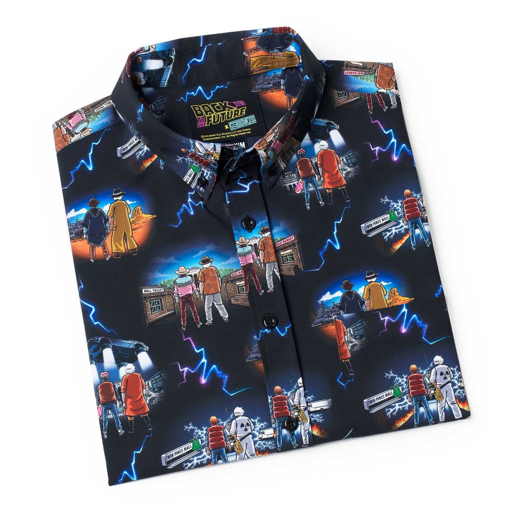 RSVLTS Flashes In Time KUNUFLEX Short Sleeve Shirt in Blue — detail 9