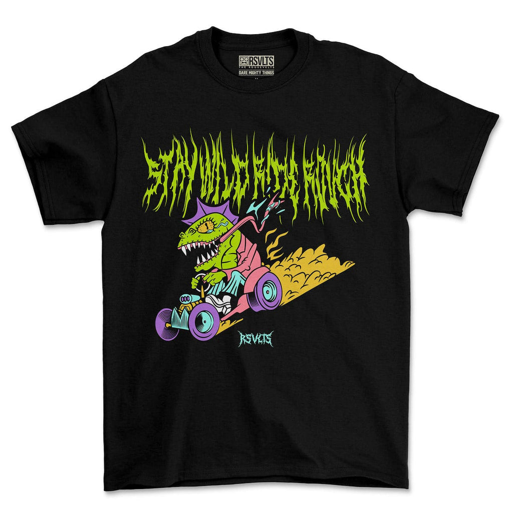 RSVLTS Speed Demon Crewneck Tee in Black — front view