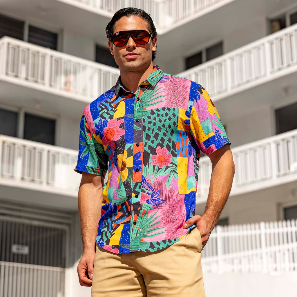 RSVLTS Max Floral Bamboo Short Sleeve Shirt in Multicolor — detail 8