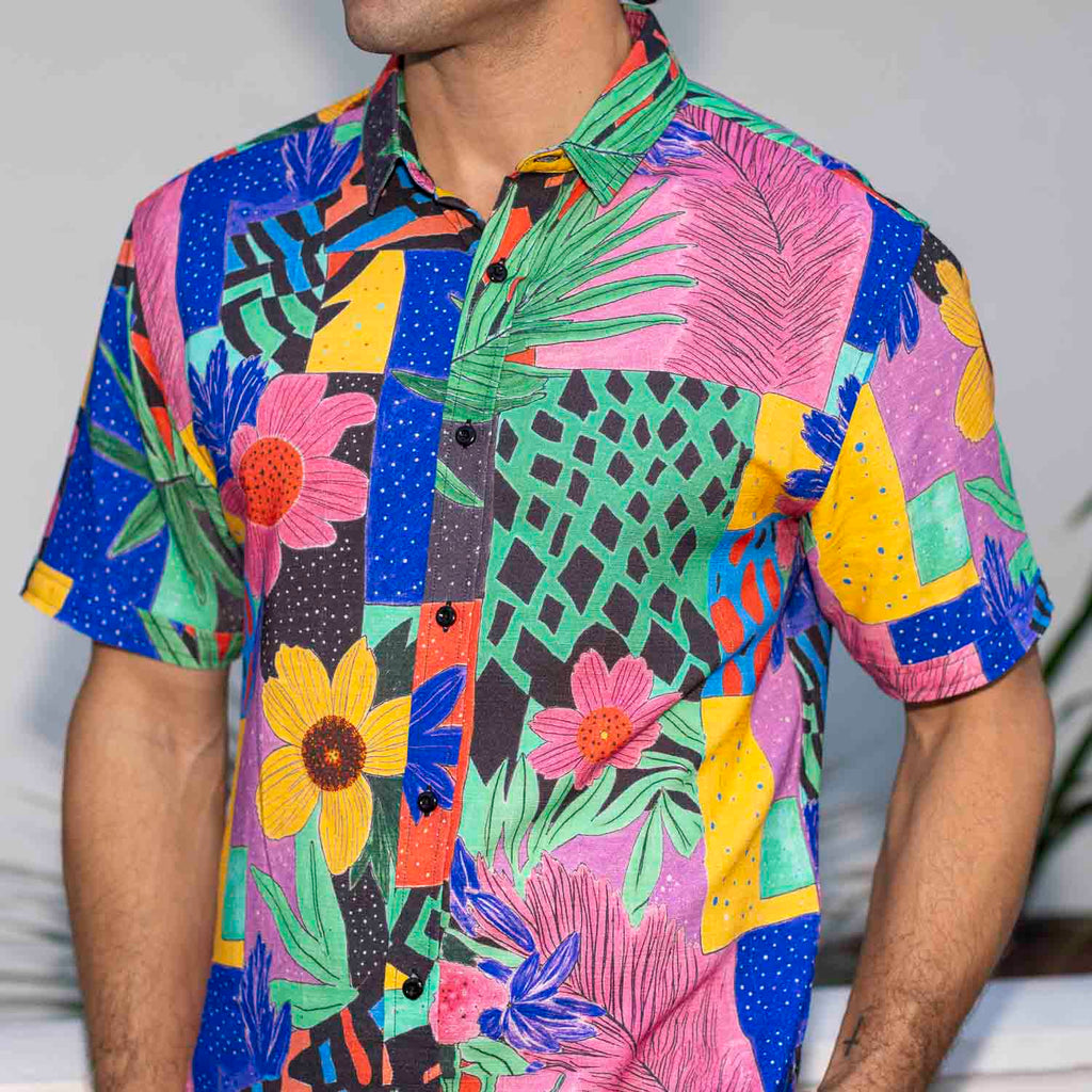 RSVLTS Max Floral Bamboo Short Sleeve Shirt in Multicolor — front view