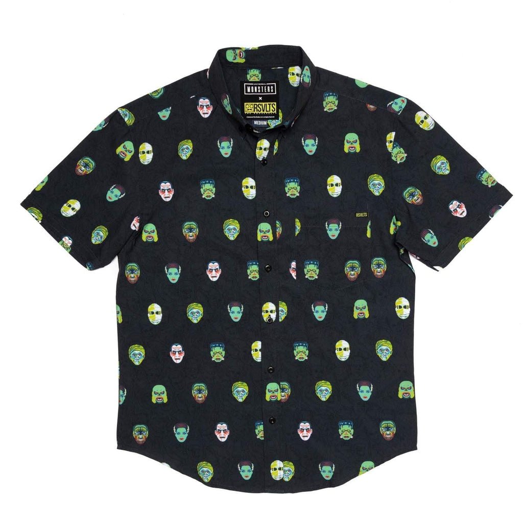 RSVLTS Fright Club KUNUFLEX Short Sleeve Shirt in Black — detail 4