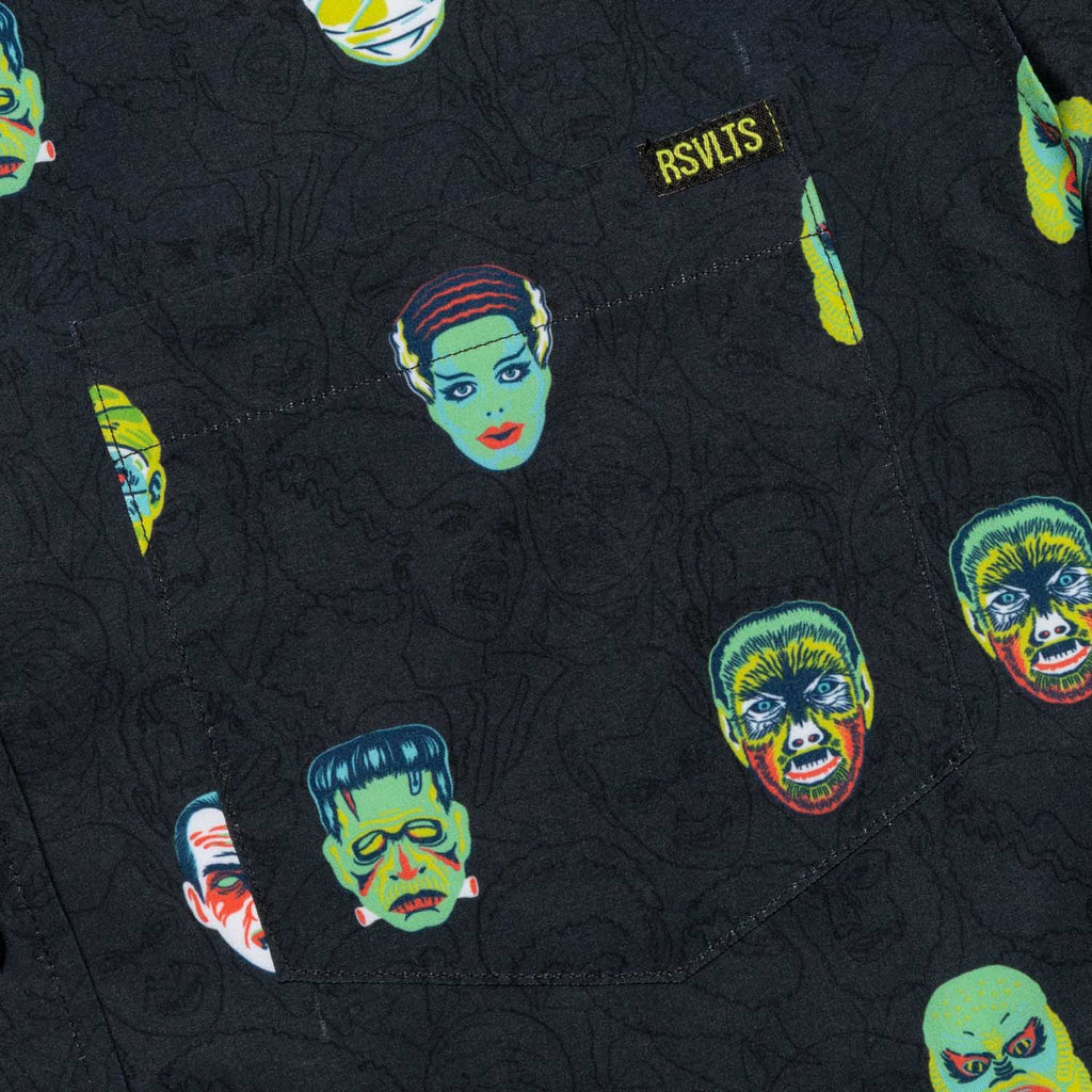 RSVLTS Fright Club KUNUFLEX Short Sleeve Shirt in Black — detail 2