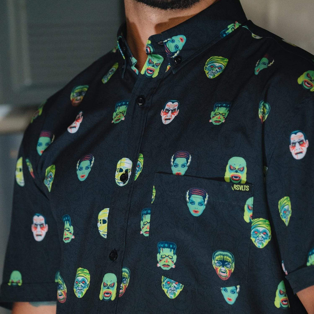 RSVLTS Fright Club KUNUFLEX Short Sleeve Shirt in Black — detail 3